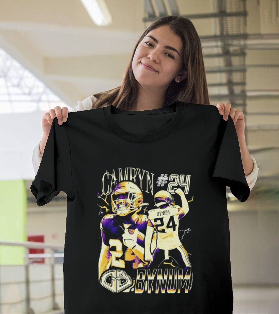 Camryn #24 Bynum Vikings Football Player Lightning T-Shirt