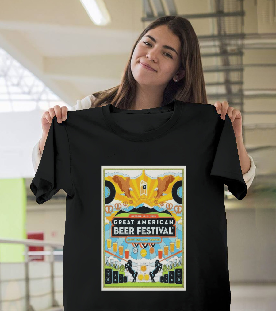 Great American Beer Festival October 10 11 2026 Levitt Pavilion Denver Eagles Pretzels Beer Music T-Shirt