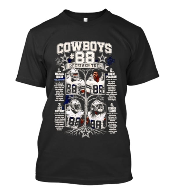 Dallas Cowboys 88 Receiver Tree Football Players With Iconic Legends And Achievements T-Shirt