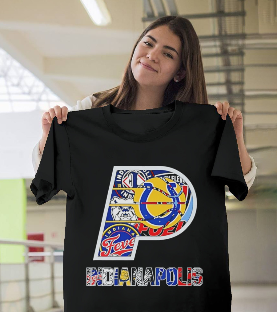 Indiana Pacers Indianapolis Fever Fuel Bulldogs Iconic Sports Collage T-Shirt