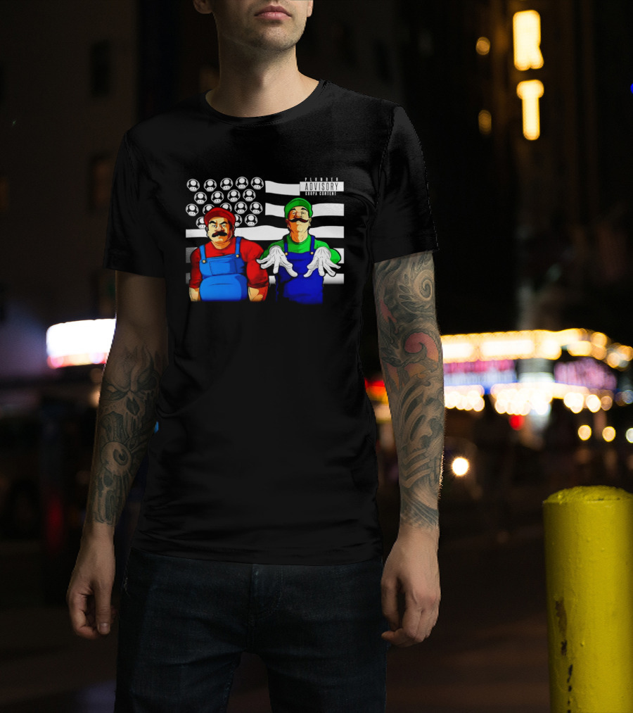 Mario Luigi Plumber Advisory Koopa Mushroom Flag T-Shirt