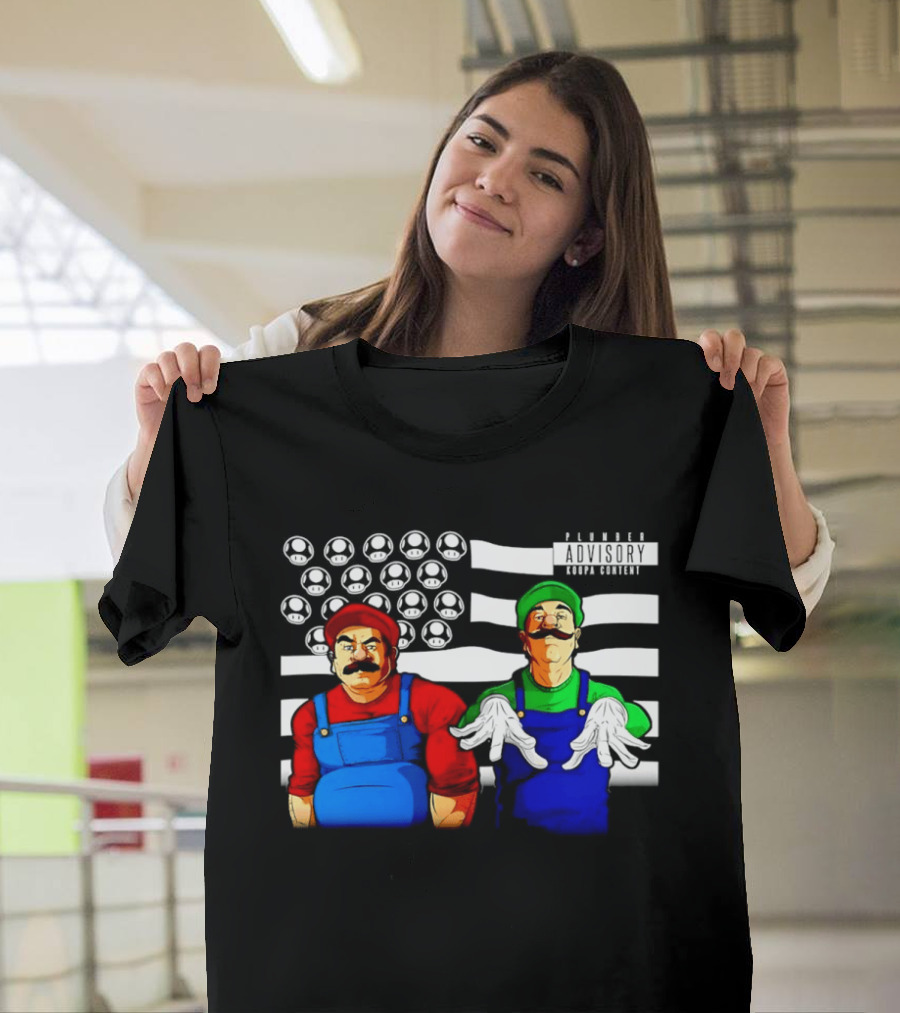 Mario Luigi Plumber Advisory Koopa Mushroom Flag T-Shirt