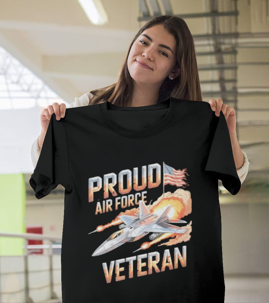 Proud Air Force Veteran F 22 Raptor America Flag T-Shirt