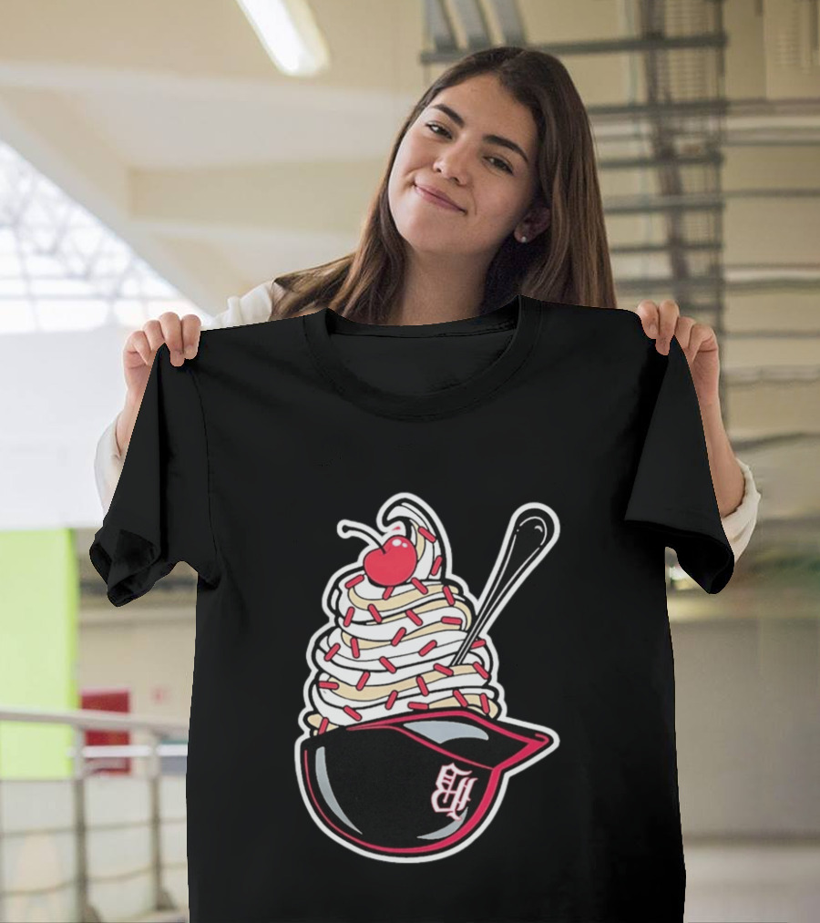Birmingham Barons Ice Cream Helmet With Sprinkles And Cherry T-Shirt