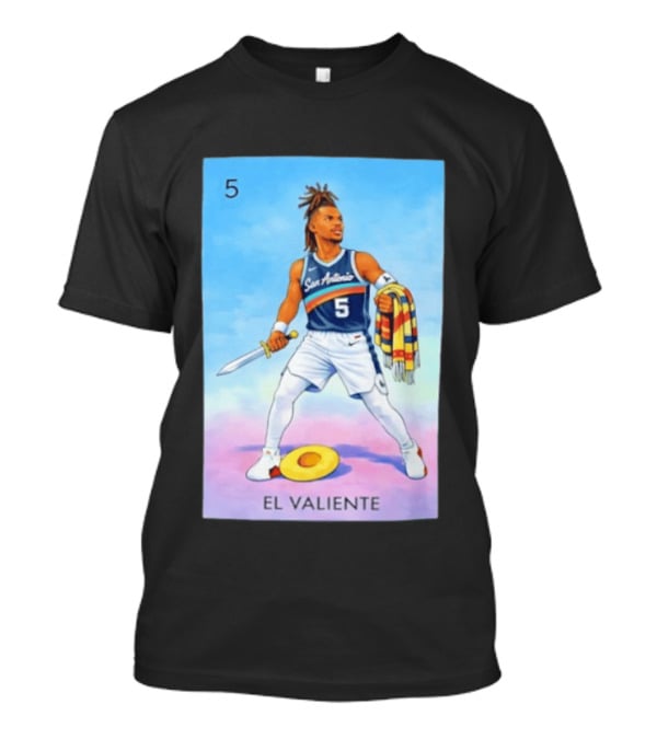 San Antonio Spurs El Valiente Stephon Castle Lotería Card T-Shirt