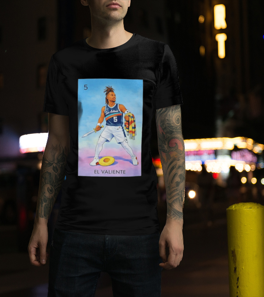 San Antonio Spurs El Valiente Stephon Castle Lotería Card T-Shirt