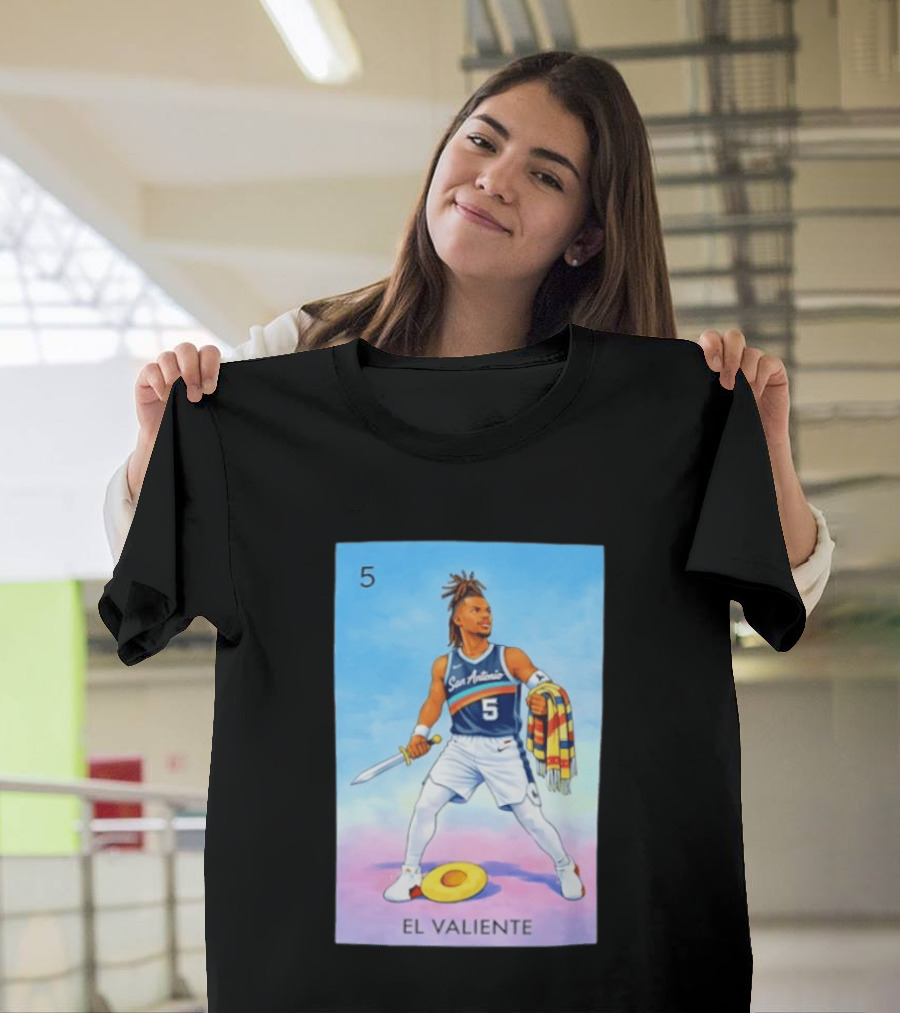 San Antonio Spurs El Valiente Stephon Castle Lotería Card T-Shirt