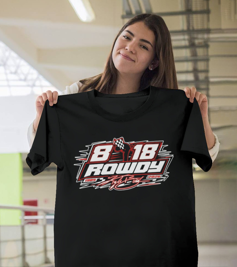 8 18 Rowdy Kyle Busch 1985 2026 Nascar Checkered Flag T-Shirt
