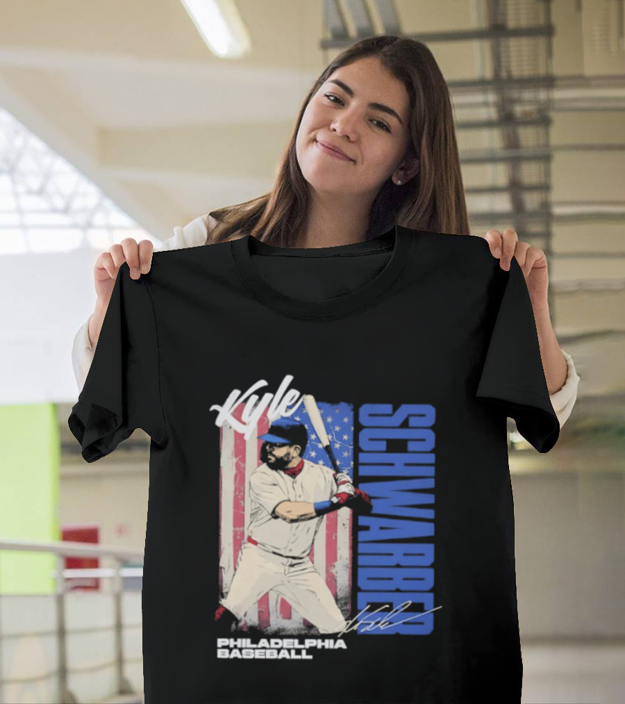 Kyle Schwarber American Flag Philadelphia Baseball T-Shirt