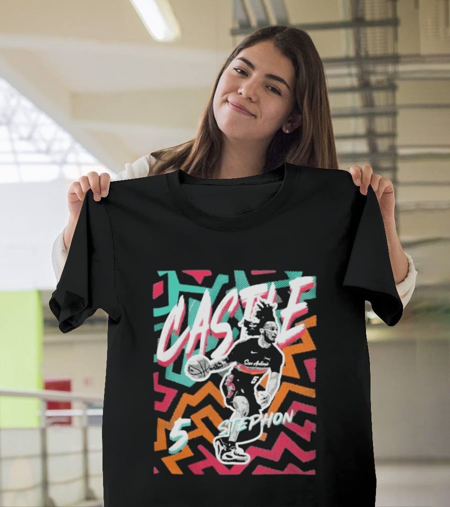 San Antonio Spurs 2026 NBA Stephon Castle Fiesta 5 T-Shirt
