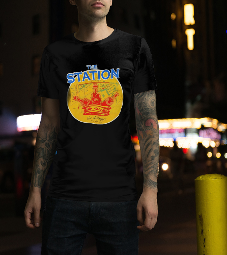 The Station The Distance 1559.37 Map And Bottles T-Shirt