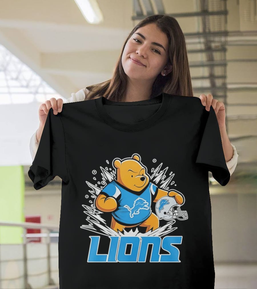 Winnie Pooh Detroit Lions 2024 Helmet Lions Football Team Fan Merchandise T-Shirt