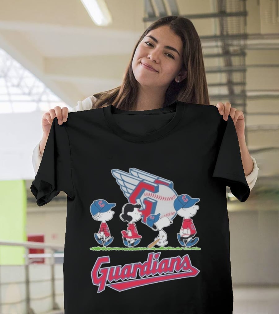 2026 Guardians Peanuts Characters Walking Abbey Road Baseball T-Shirt