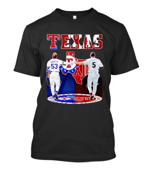 Texas Rangers Adolis Garcia And Texas A&M Aggies Hunter Schott Split Map T-Shirt
