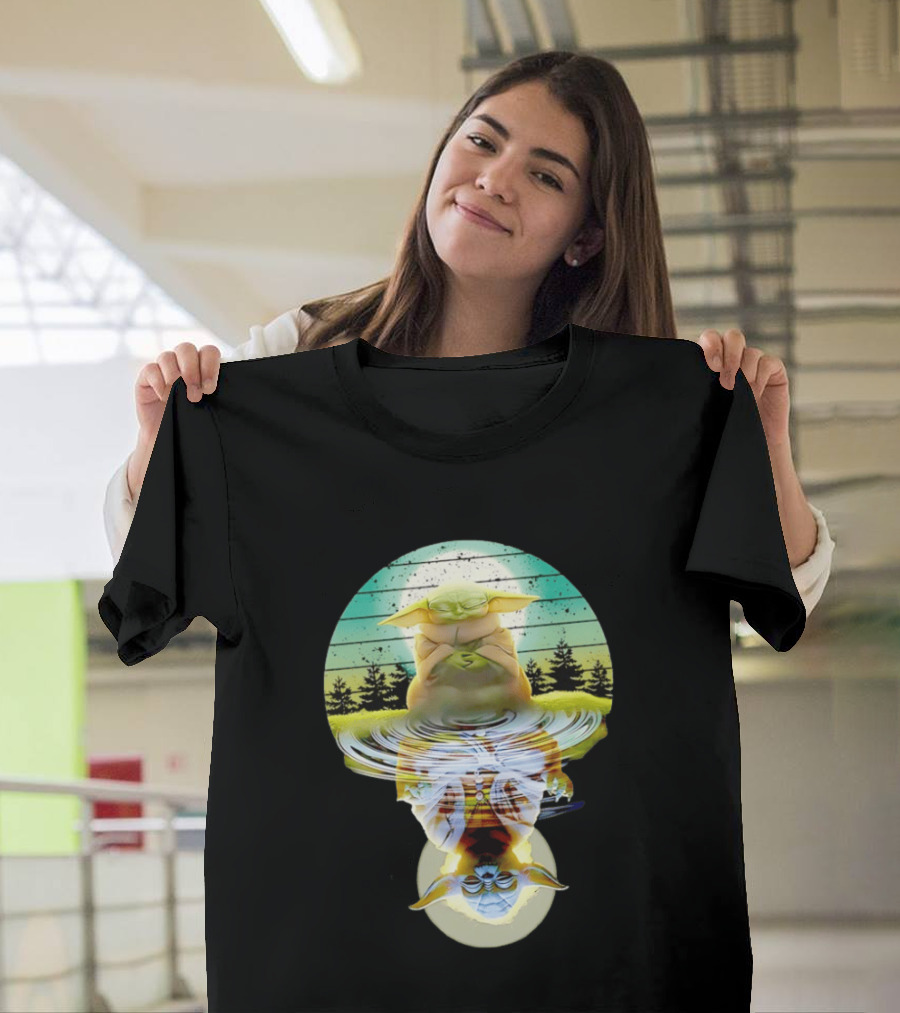 Baby Yoda Star Wars Meditation Forest Reflection Ripples T-Shirt