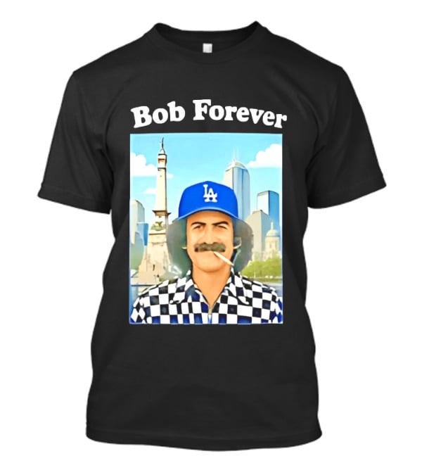 Bob Forever Los Angeles Dodgers Skyline Checkerboard Hat T-Shirt