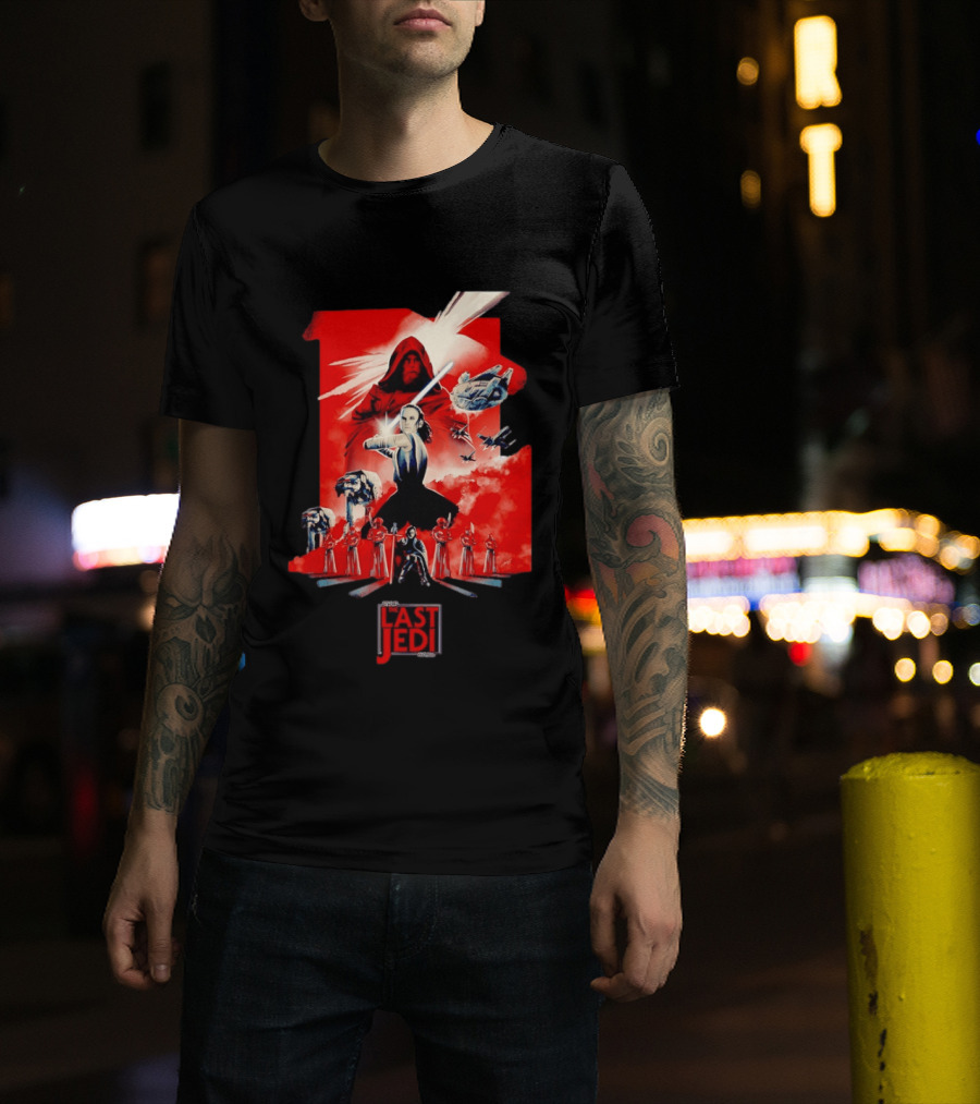 Luke Skywalker Rey Kylo Ren Millennium Falcon X Wing The Last Jedi T-Shirt