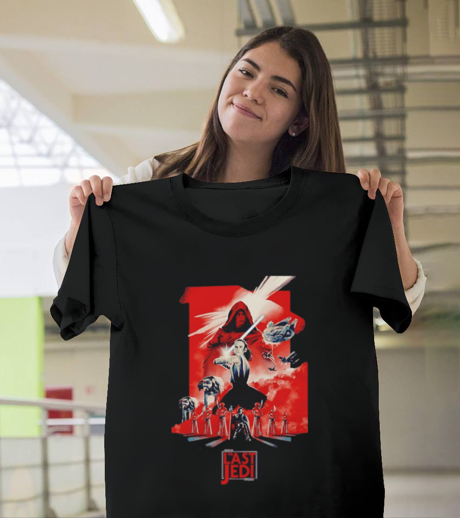 Luke Skywalker Rey Kylo Ren Millennium Falcon X Wing The Last Jedi T-Shirt
