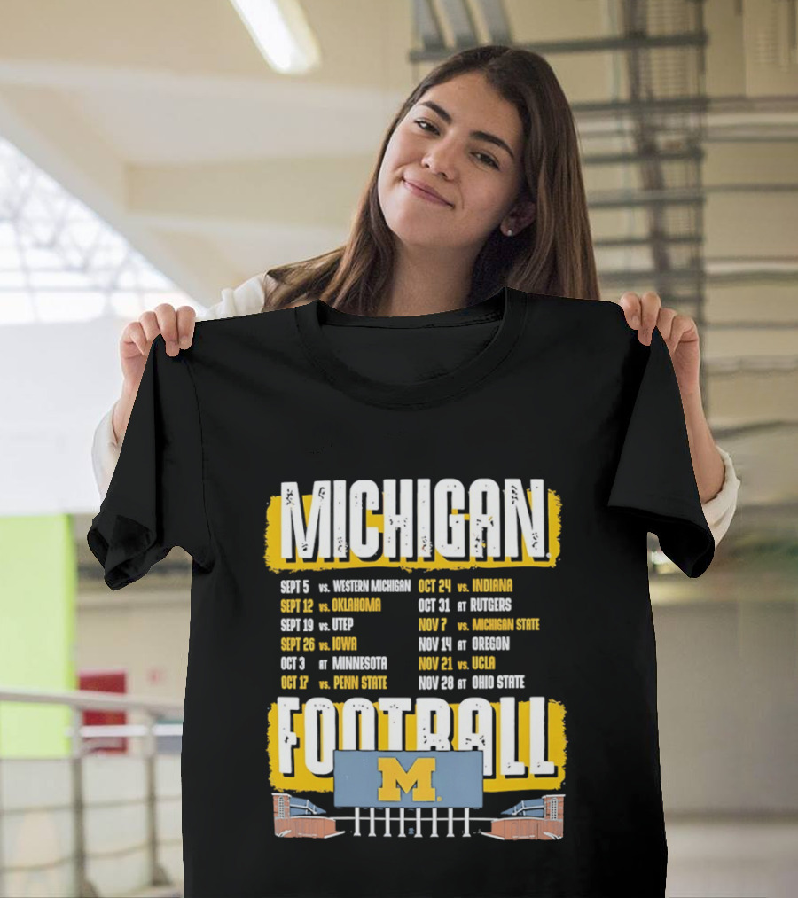 Michigan Football 2023 Schedule Washington UNLV Rutgers Nebraska Indiana Ohio State T-Shirt