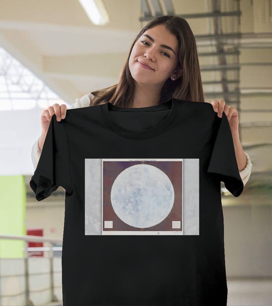 USAF Lunar Reference Mosaic Synodic Hemisphere Moon Globe T-Shirt