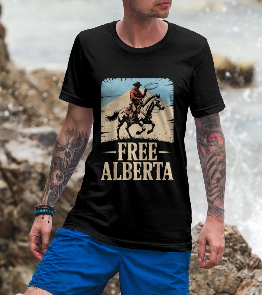 Prairie Man Lasso Figure Free Alberta T-Shirt