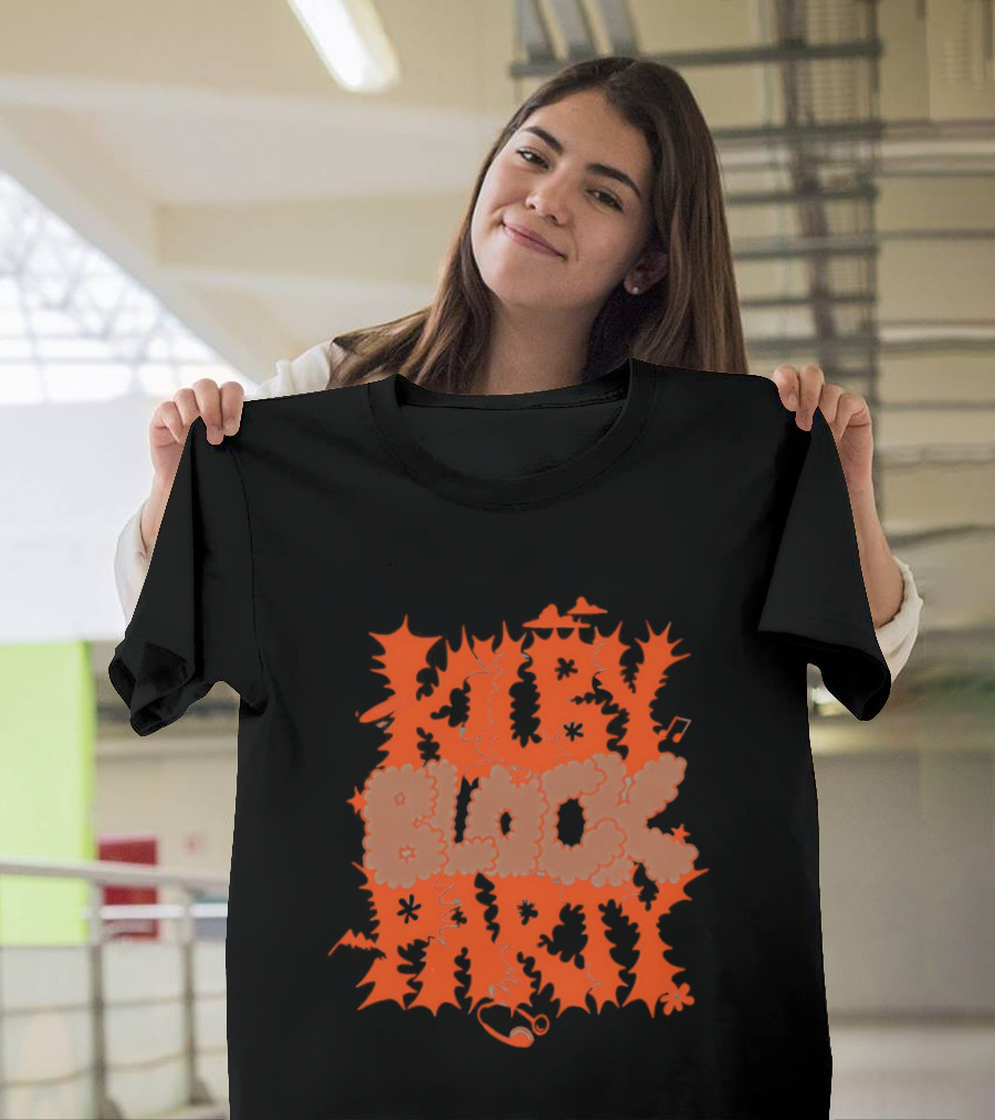 Ruby Block Party Music Notes Record Headphones Stars Clouds Bat Flower T-Shirt