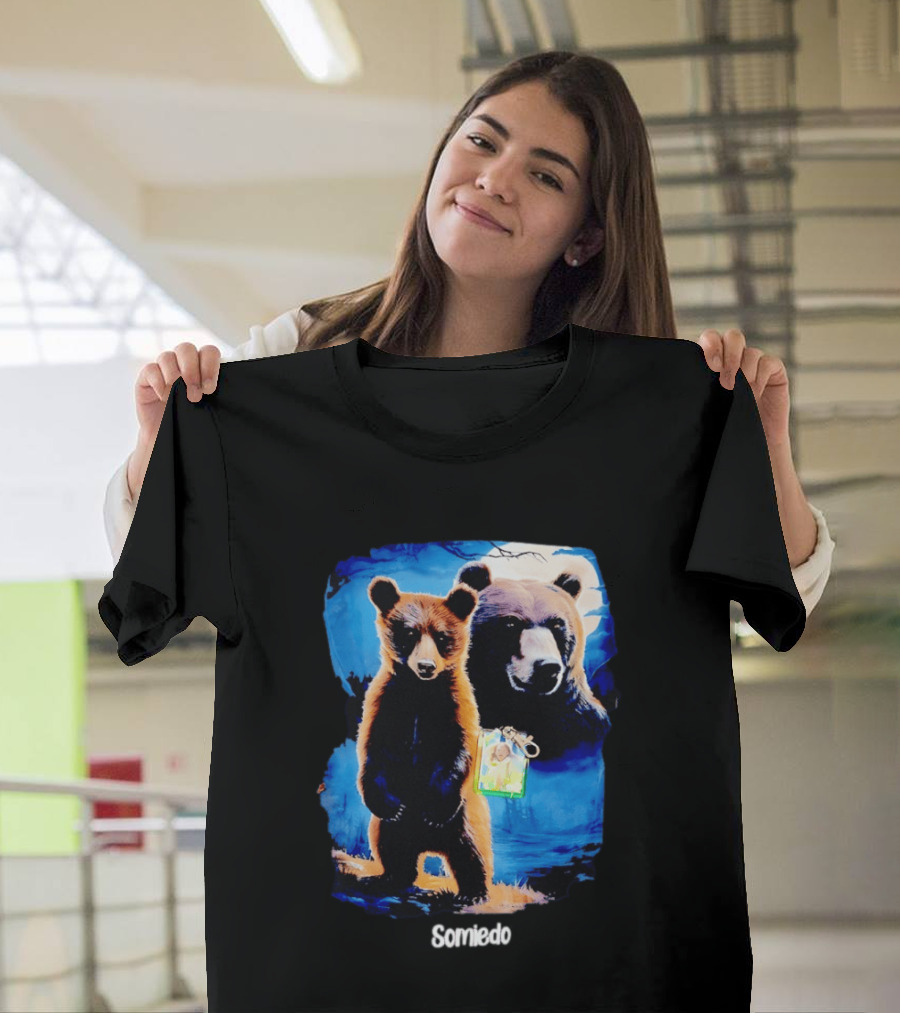 Somiedo Bears Cub Wildlife Art Blue T-Shirt