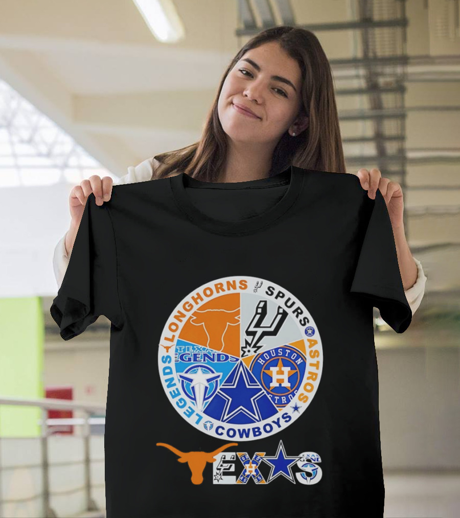 Texas Longhorns Spurs Astros Cowboys Legends Pride T-Shirt