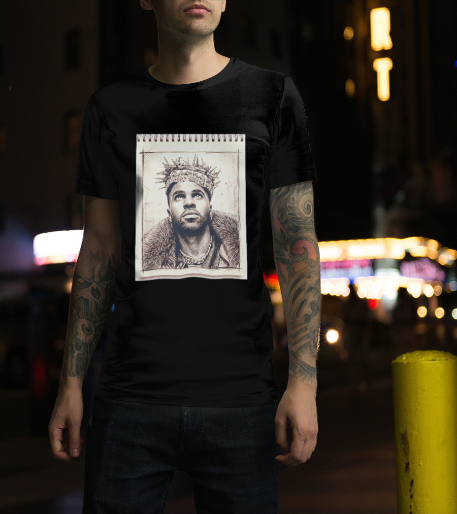 The Big Jason Derulo Sketchbook Crown Fur Chain T-Shirt