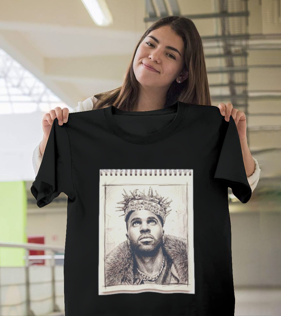 The Big Jason Derulo Sketchbook Crown Fur Chain T-Shirt