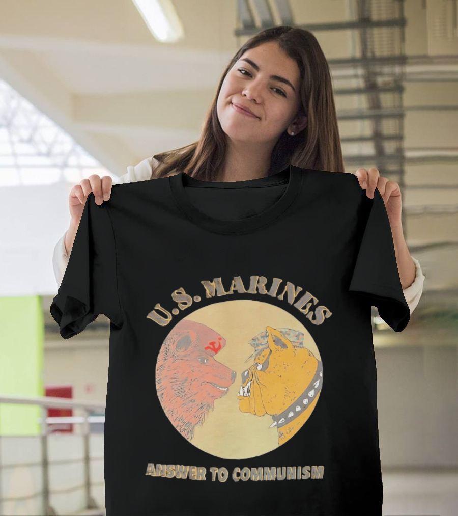 U.S. Marines Answer To Communism Soviet Bear Versus Marine Bulldog T-Shirt