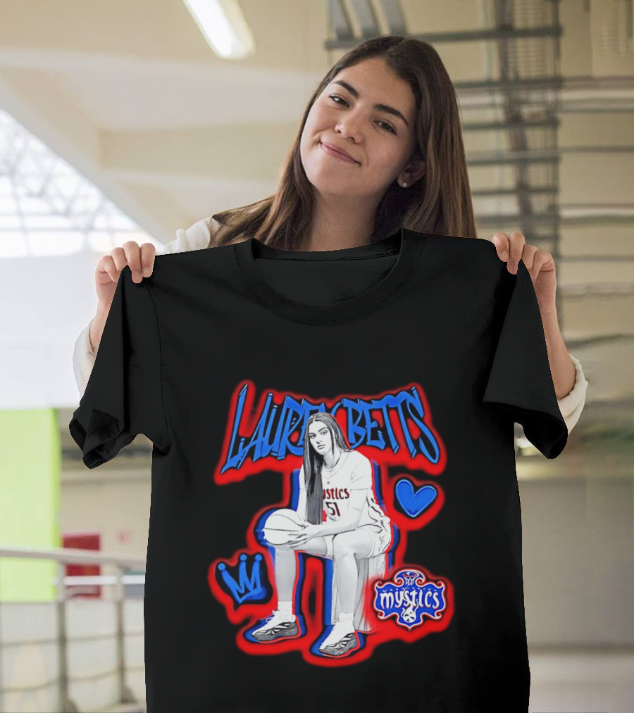 Lauren Betts Washington Mystics Basketball No. 51 Mystics Logo And Heart T-Shirt
