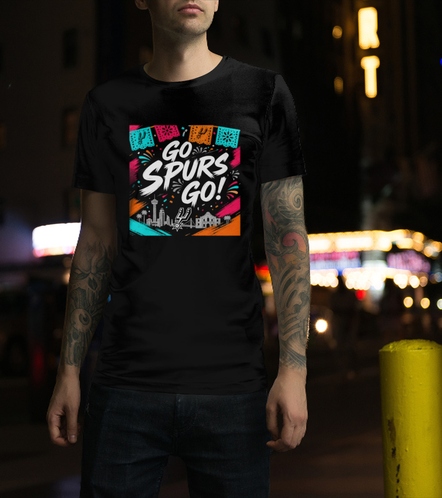 Go Spurs Go San Antonio Skyline Fiesta Celebration T-Shirt