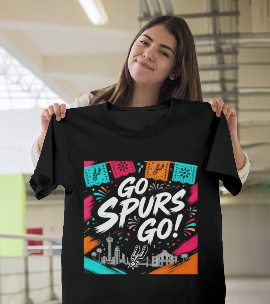 Go Spurs Go San Antonio Skyline Fiesta Celebration T-Shirt