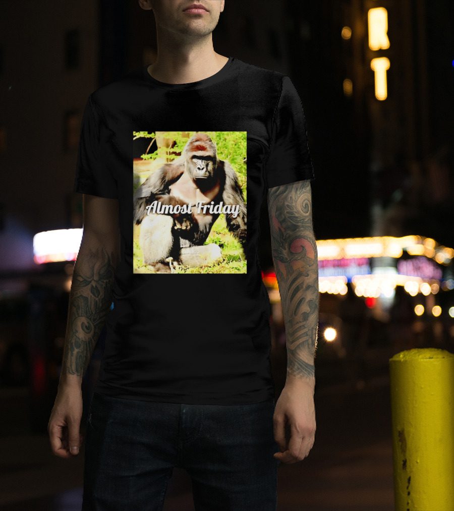 Almost Friday Gorilla Relaxing In Nature T-Shirt