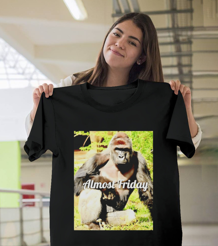 Almost Friday Gorilla Relaxing In Nature T-Shirt