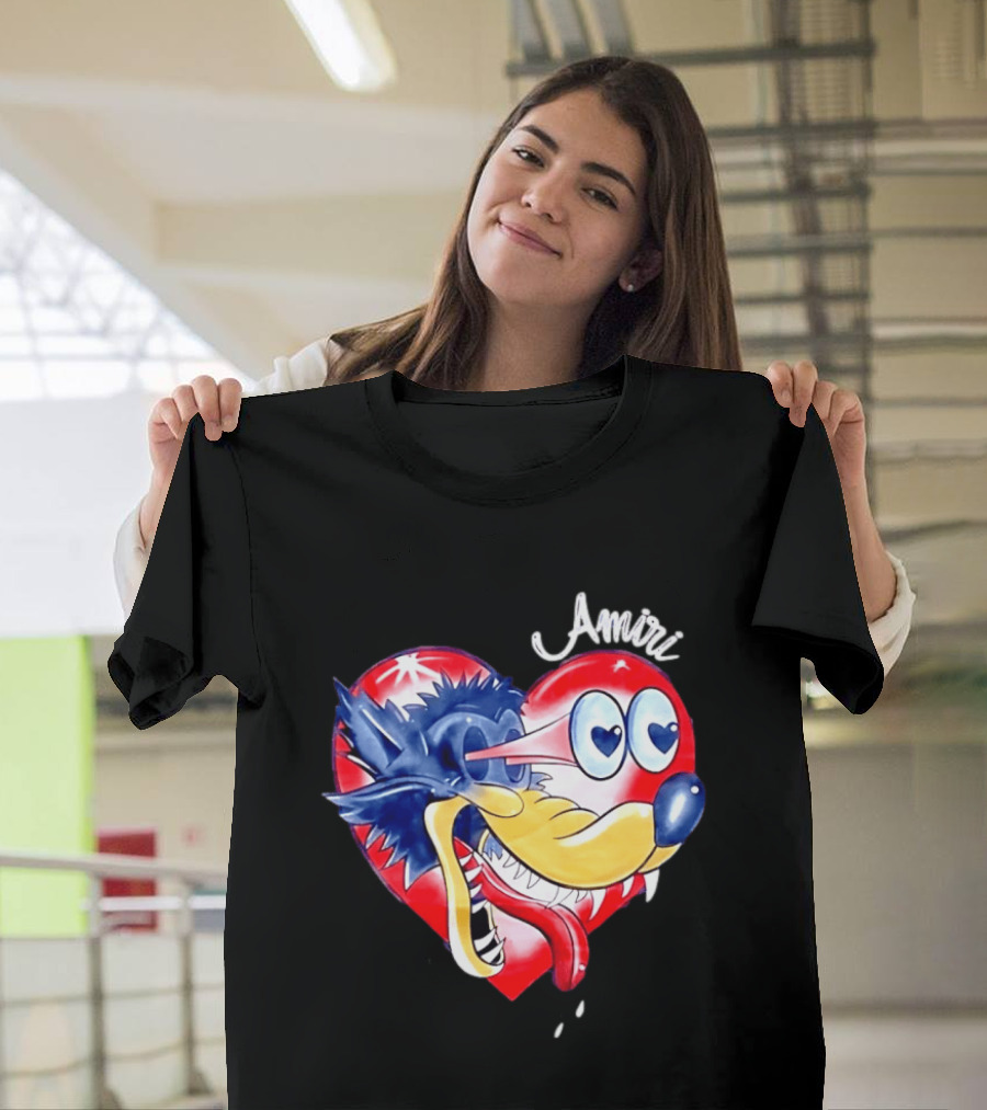 Heart Wolf Amiri Iconic Pop Art Style Fusion T-Shirt