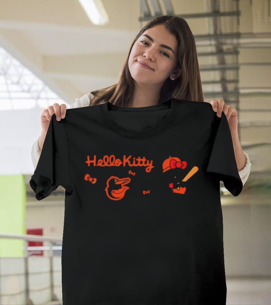 Hello Kitty Baltimore Orioles MLB Collaboration T-Shirt
