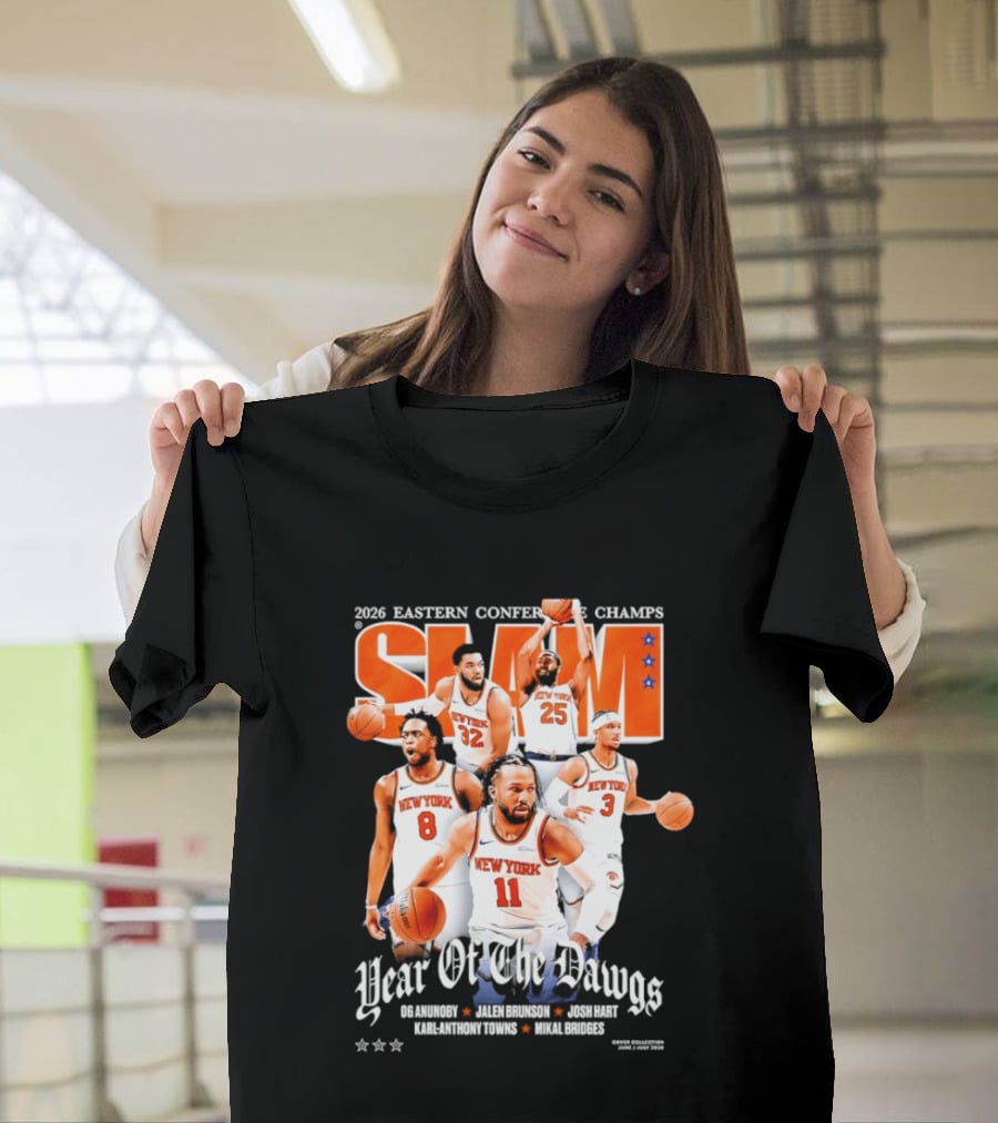 2023 Eastern Conference Champs New York Knicks SLAM Year Of The Dawgs Jalen Brunson Josh Hart Karl Anthony Towns T-Shirt