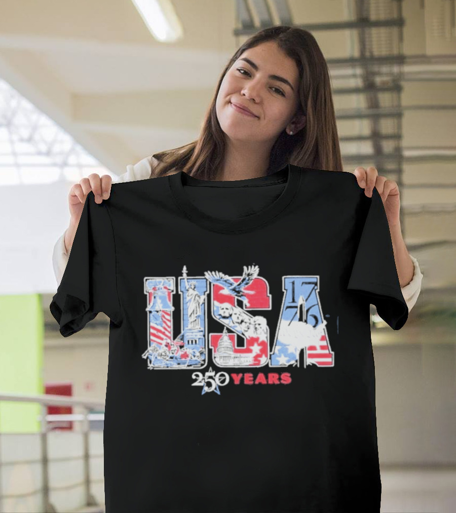 USA 250 Years 1776 2026 American Flag Liberty Eagle T-Shirt