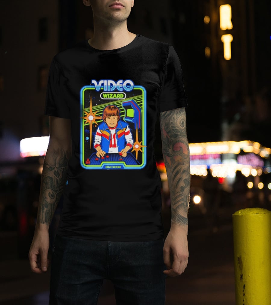 Video Wizard High Score Classic Nerds Vintage Arcade T-Shirt