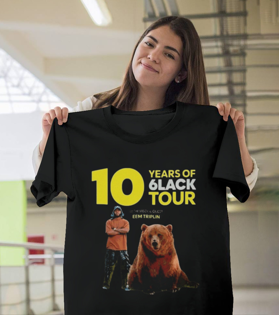 10 Years Of 6lack Tour Eem Triplin Brown Bear T-Shirt
