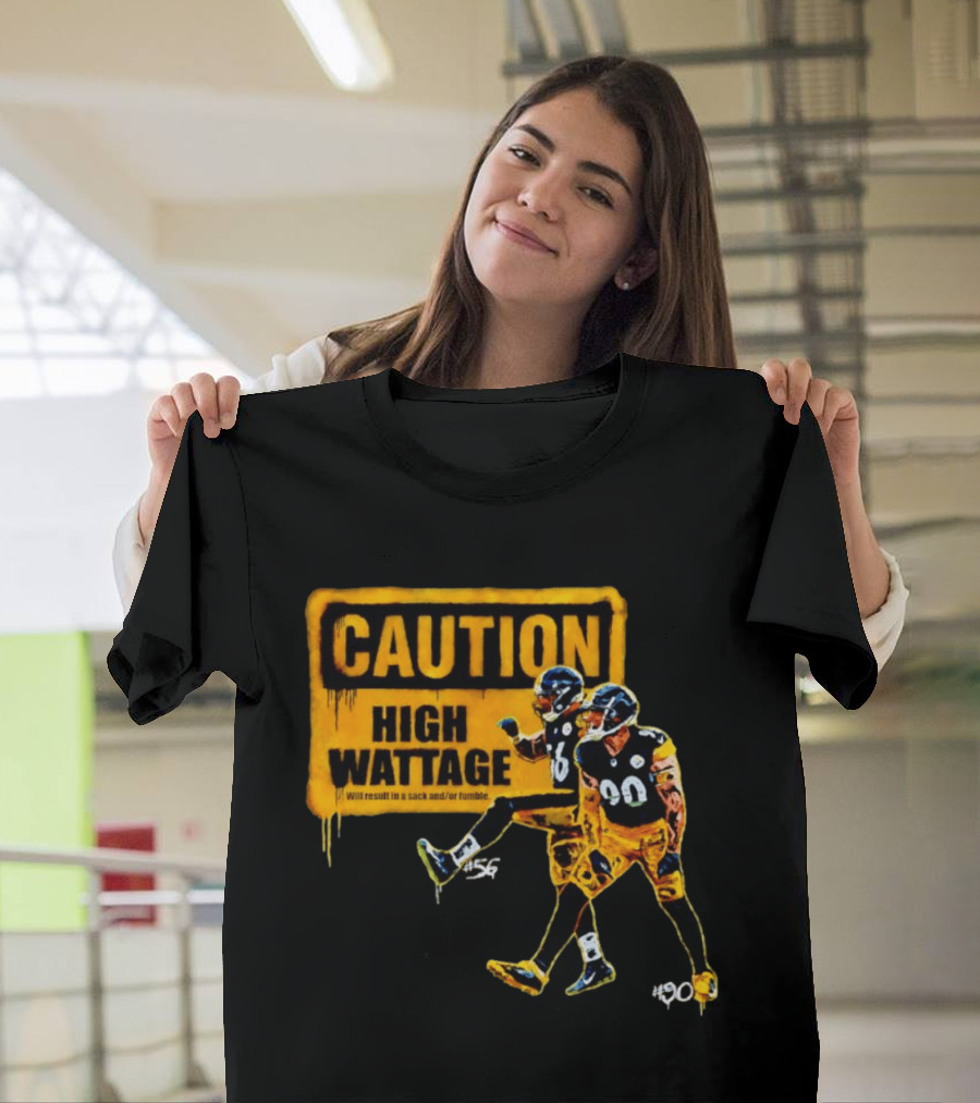 Caution High Wattage Alex Highsmith TJ Watt Pittsburgh Steelers Sack T-Shirt