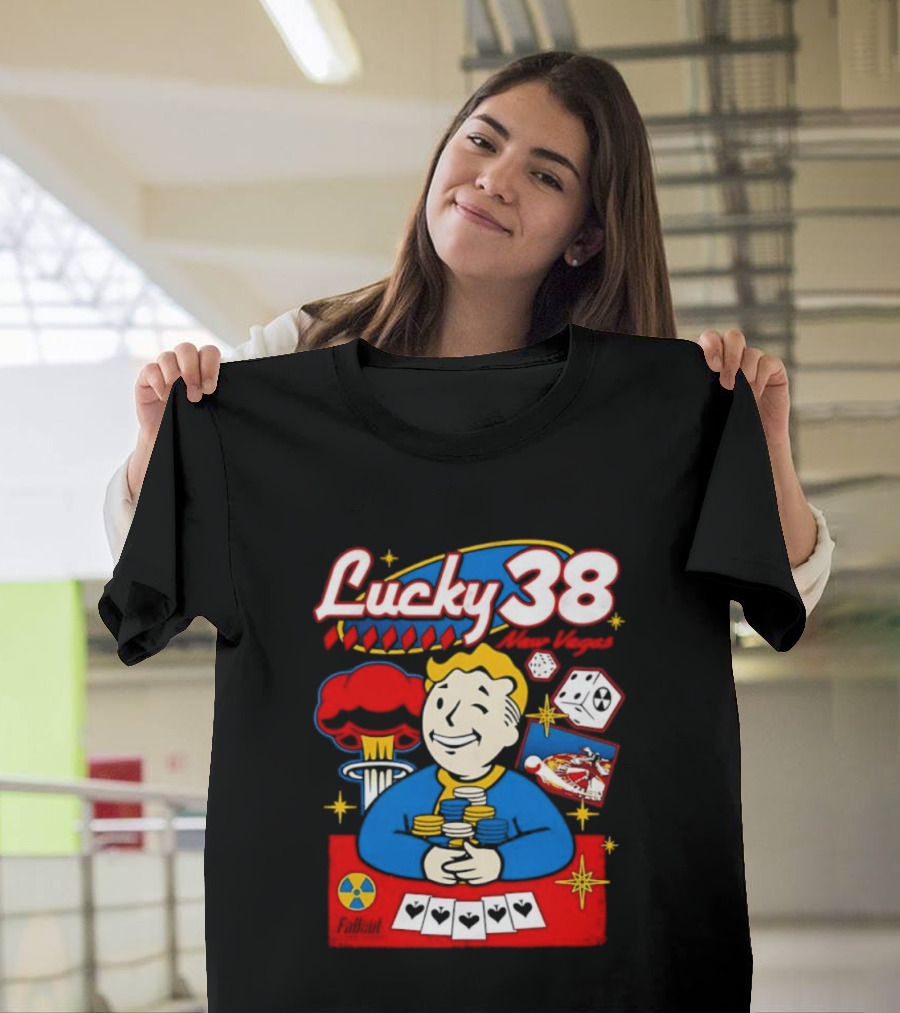 Lucky 38 New Vegas Vault Boy Poker Explosion T-Shirt
