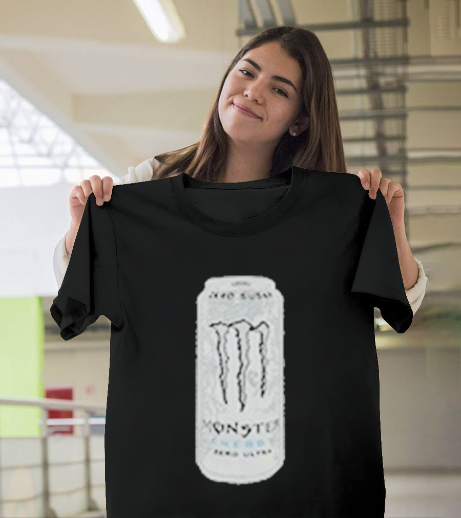 Monster Energy Zero Sugar White Can Patch T-Shirt