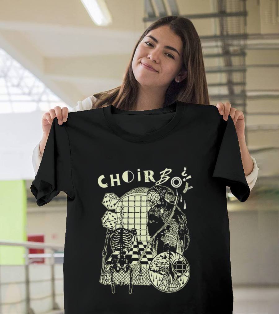 Choir Boy Reaper Skeleton Chessboard T-Shirt
