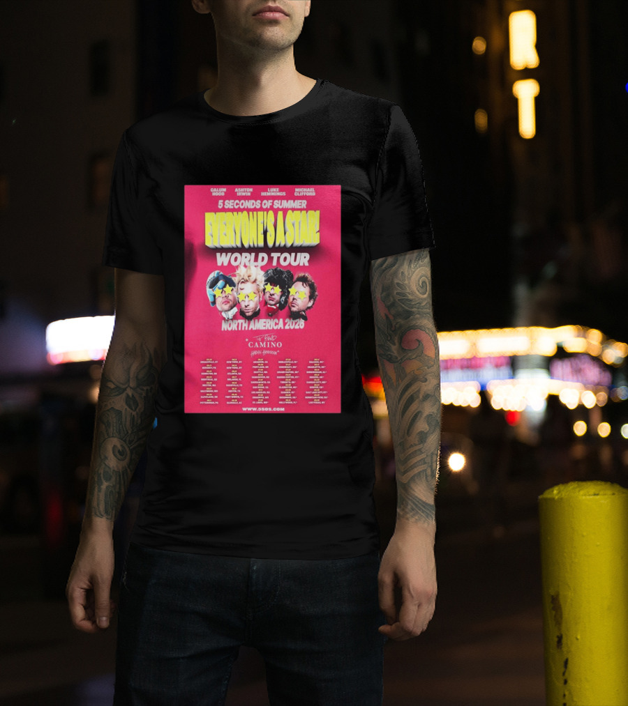5 Seconds Of Summer Everyone's A Star World Tour North America 2026 Haiden Henderson T-Shirt