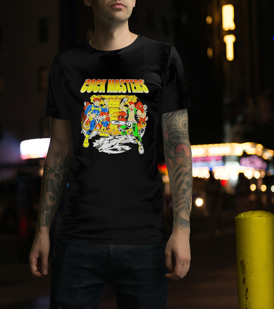 Cock Masters Cartoon Characters With Classic Action Pose T-Shirt