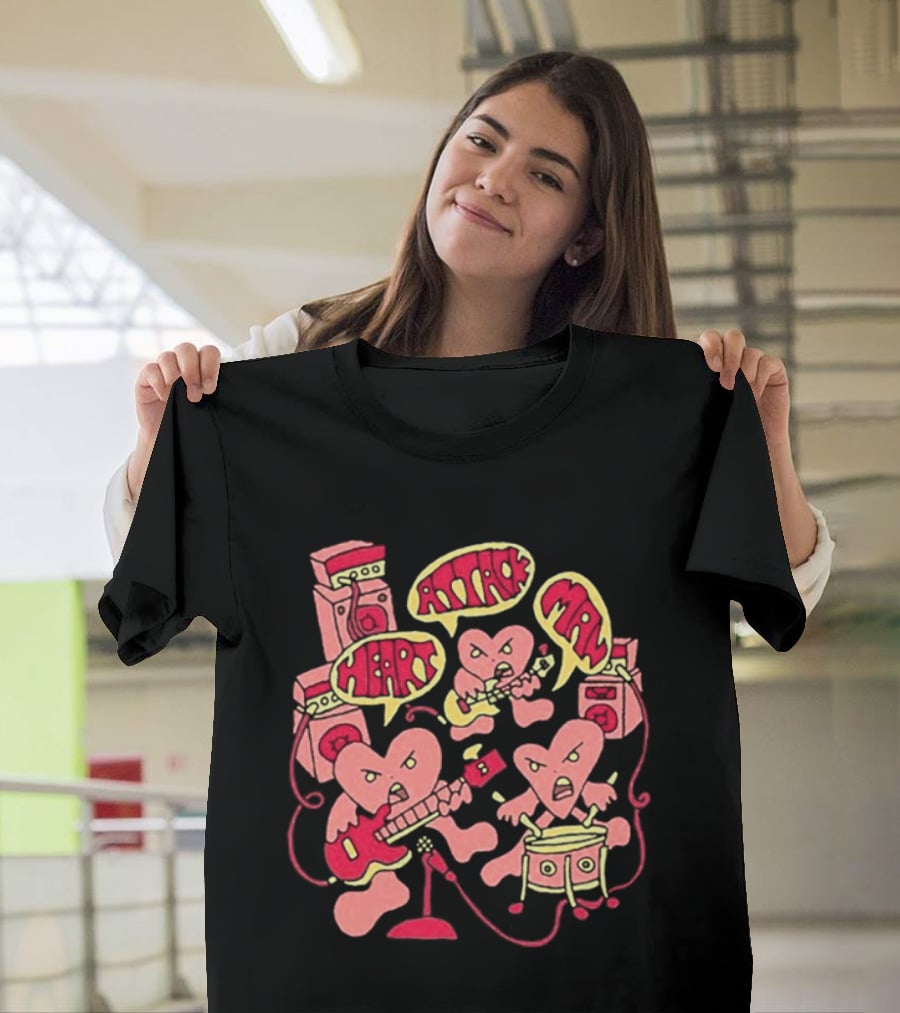 Heart Attack Man Band Of Hearts Playful Cartoon Musicians T-Shirt