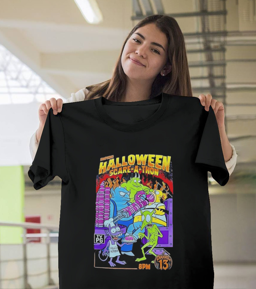 Simpsons Halloween Scare A Thon TV PG 8PM Channel 13 Hell's Kitchen Monsters And Aliens T-Shirt